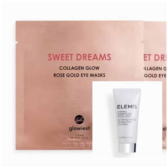 β€οΈβπ₯$6~ x2 NEW! GLOWIEST Collagen Glow Rose Gold Eye Masks & ELEMIS Dynamic... - Picture 1 of 6